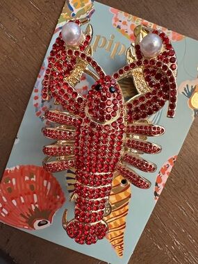 Red Crystal Lobster Statement Hair Clip